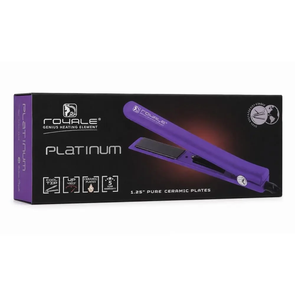 Royale Platinum 1.25in Flat Iron Straightener Ceramic Plates 450F Dual Voltage